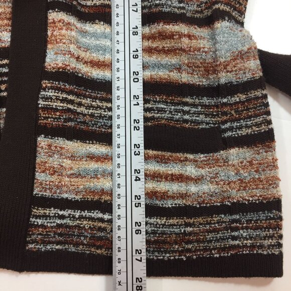 Vintage Rochelle Womens Cardigan Wrap Sweater Brown Striped Cream Blue Size XL - Picture 10 of 10